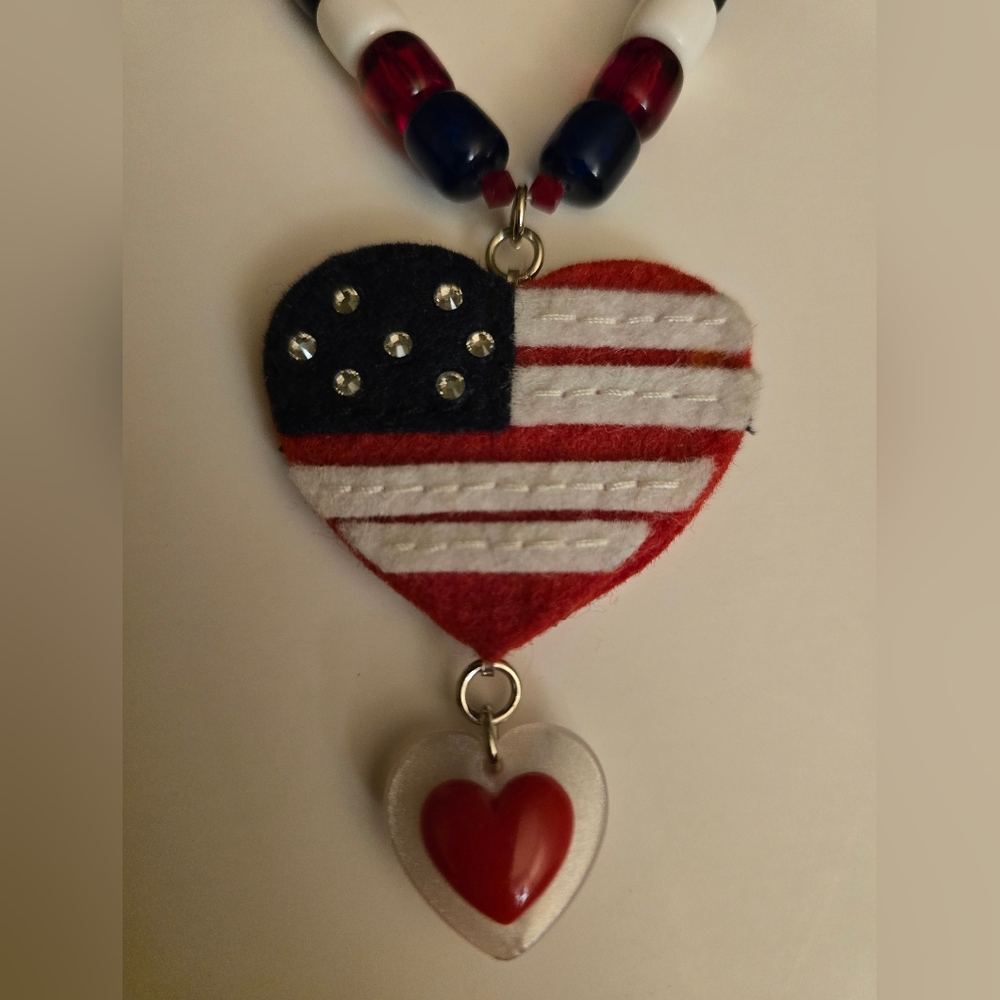 Tarina Tarantino Bambino American Flag Heart Necklace